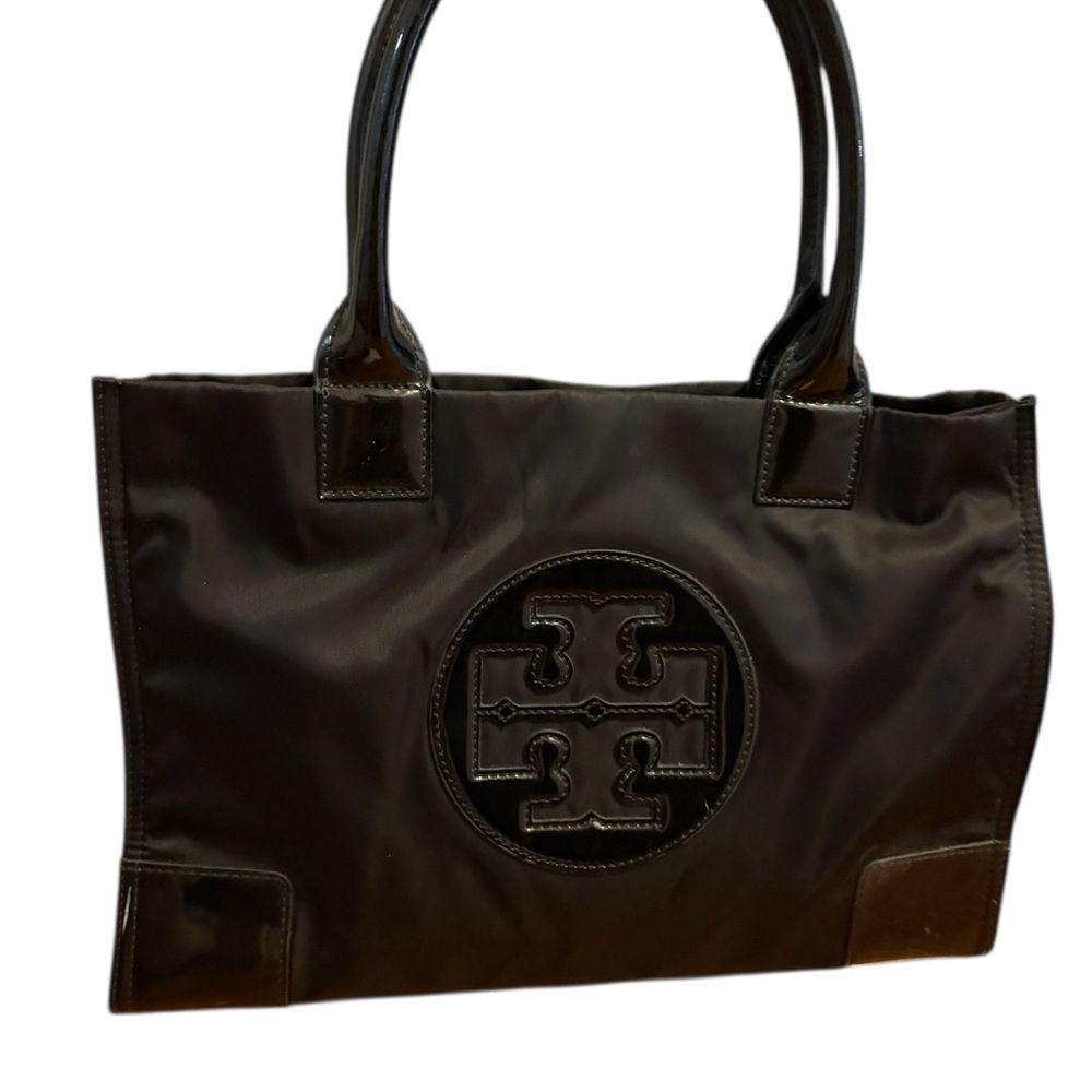 Tory Burch Nylon Black Patent Tote